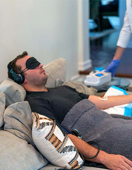 ketamine Man getting ketamine therapy at home