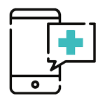 mobile phone with a hospital sign in a cloud