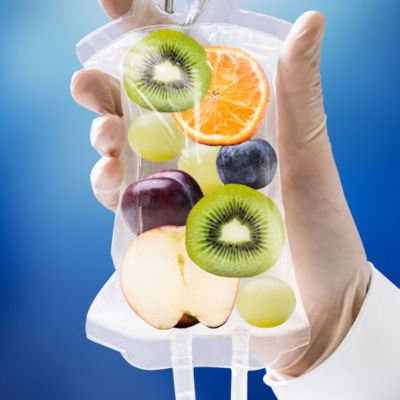 IV Drip Vitamin Infusion Therapy Saline Bag iv bag with fruits