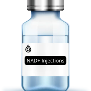 Drip Hydration - NAD+ Injections- A bottle marked with the Drip Hydration symbol and a written text: "NAD+ Injections".